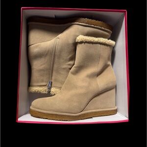 Vince Camuto Cream Wedge Boots NEVER WORN NO TAGS
